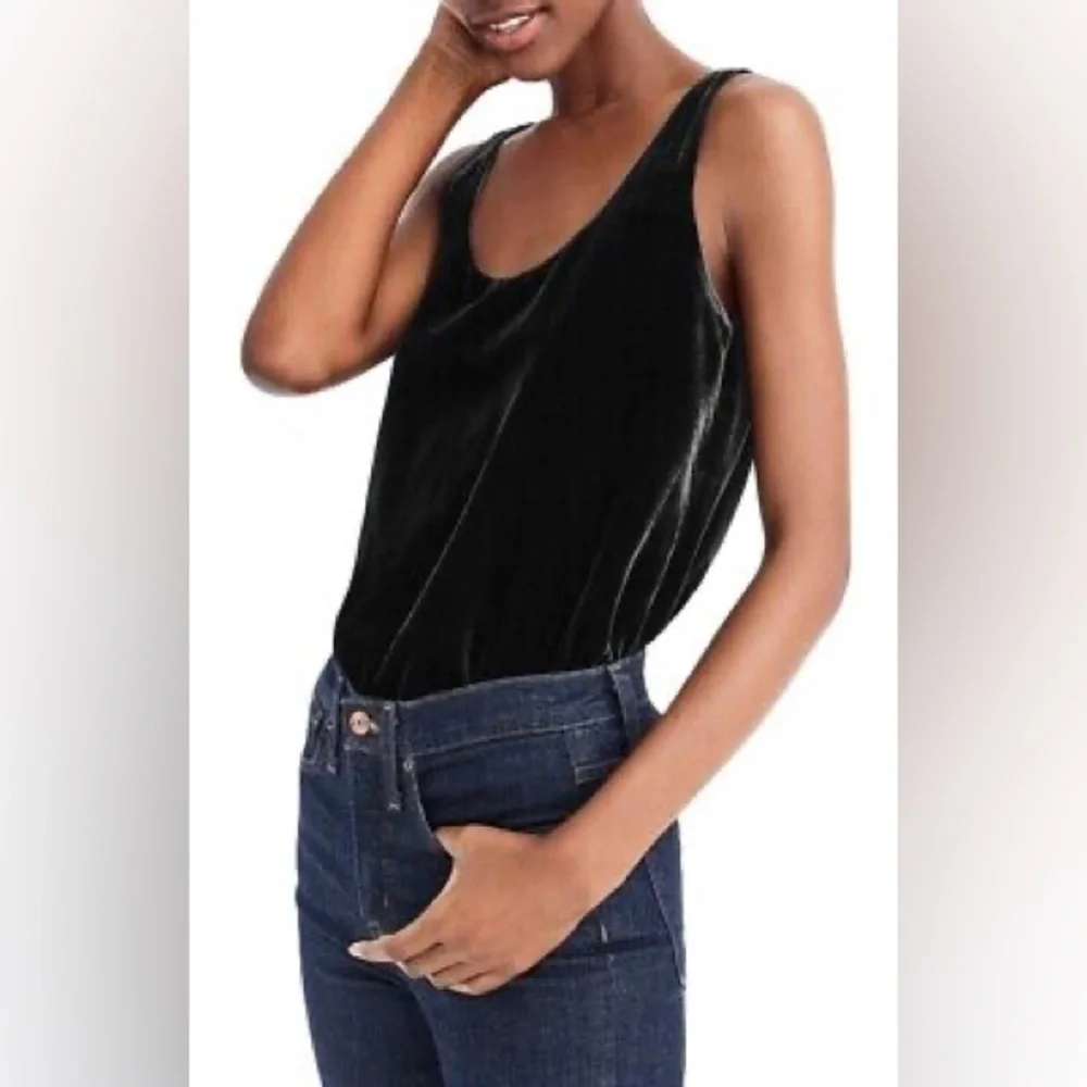 J.Crew Velvet Tank Top NWT Black Size 10
